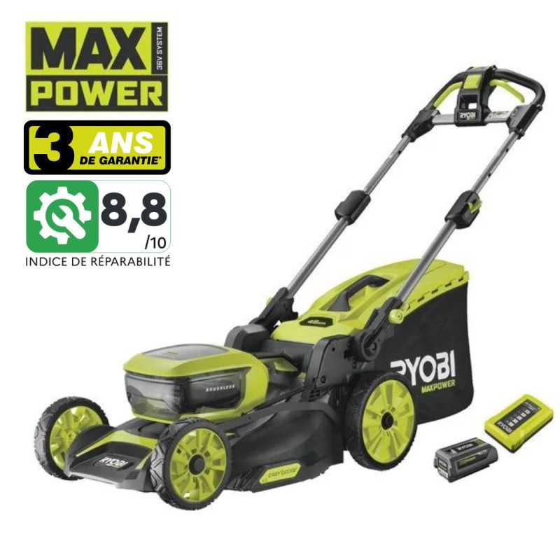 Tondeuse tractée Brushless 36V Max Power 5.0Ah Ryobi en Pack