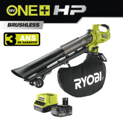 Souffleur Aspiro-broyeur Brushless - 5.0Ah - 18V One+ HP Ryobi