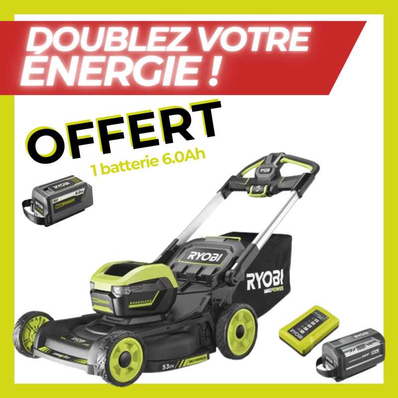 Tondeuse tractée Brushless 36V Max Power 6.0Ah Ryobi en Pack Tondeuse tractée Brushless 36V Max Power 6.0Ah Ryobi en Pack