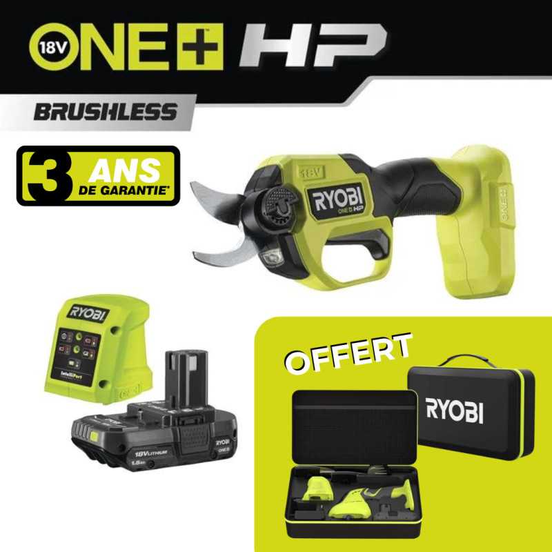 Sécateur Brushless 18V One+ HP Ryobi RY18SCXA Sécateur Brushless 18V One+ HP Ryobi RY18SCXA